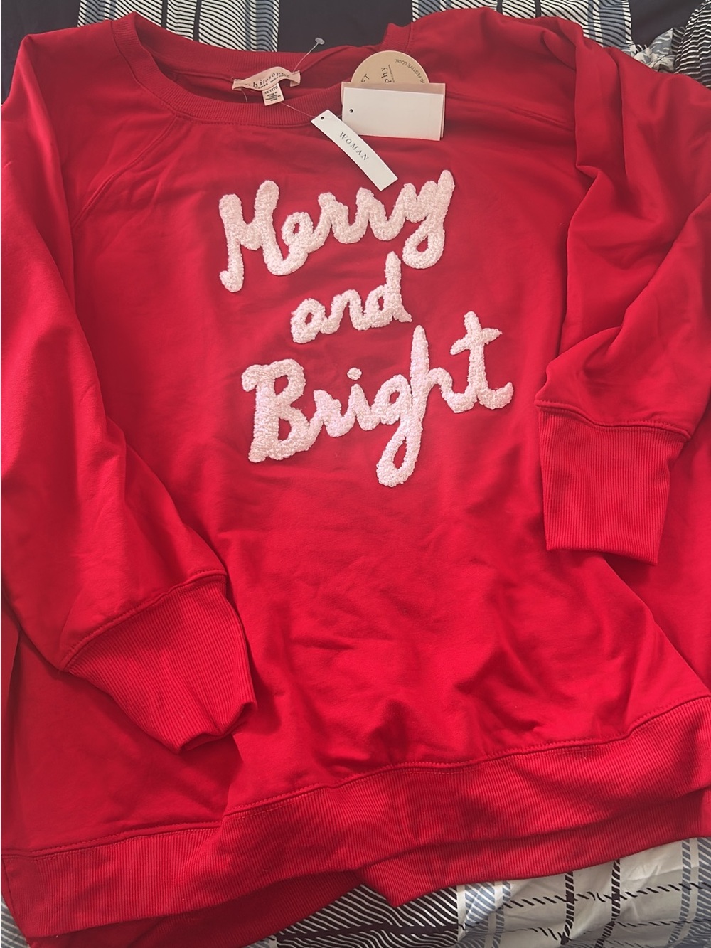 Philosophy Bright Red 'Merry and Bright' Chenille Sweatshirt